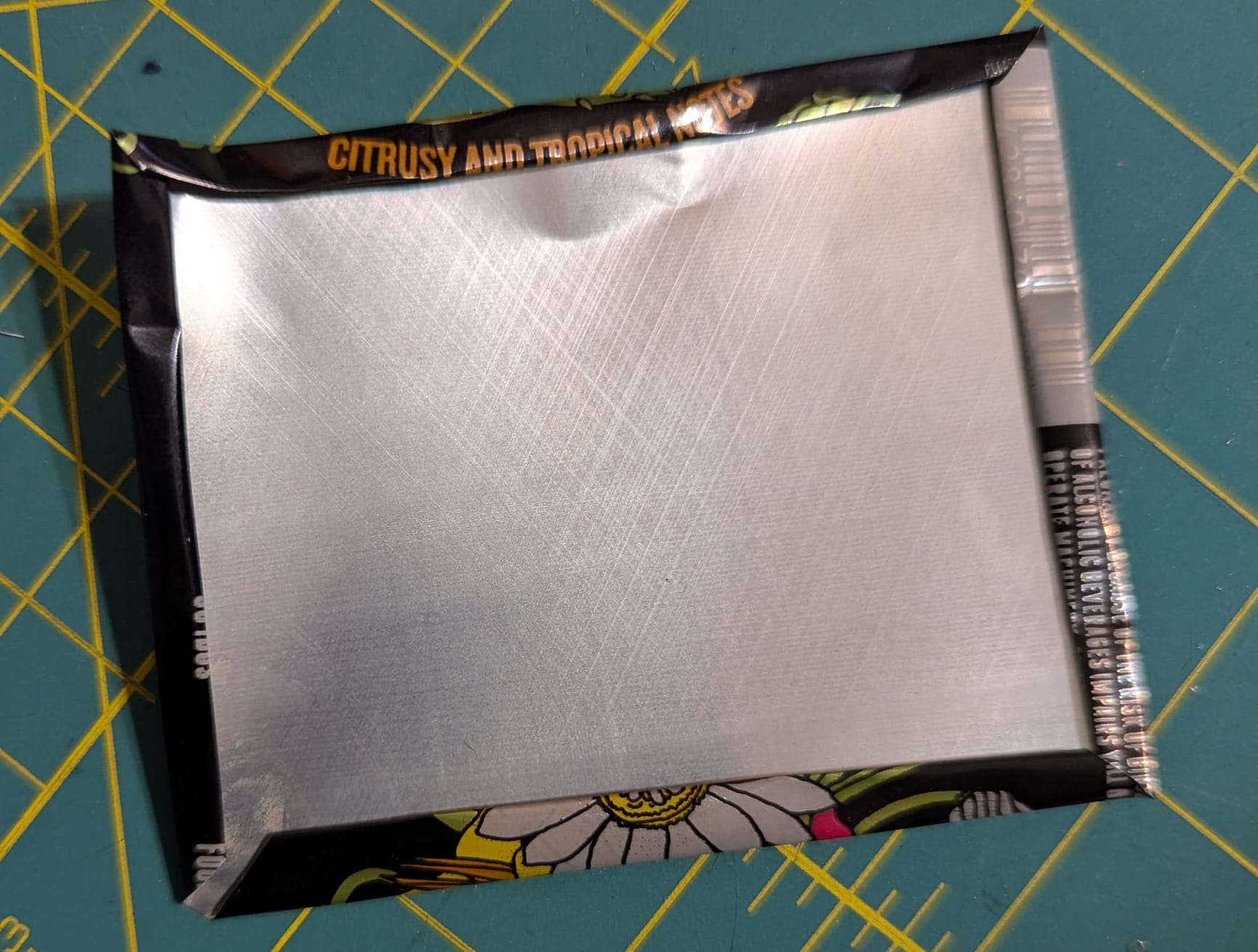 the same tag, with the edges folded over a second time